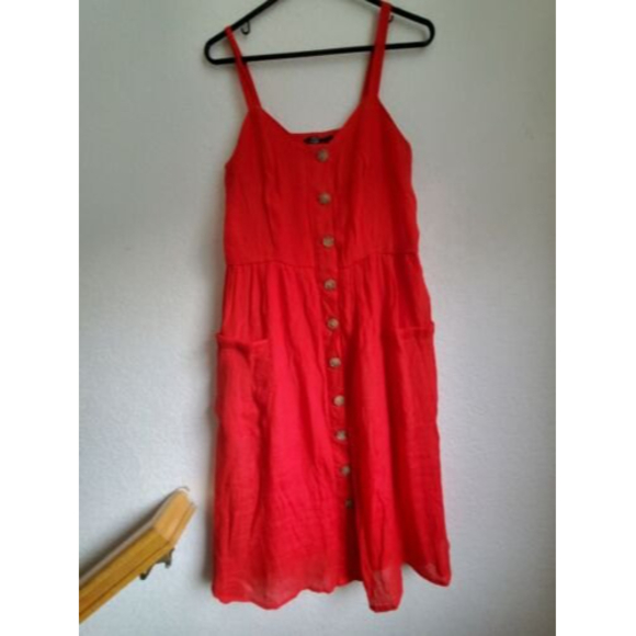 Mlle Gabrielle Dress Red Sundress Button Down Boho Flowy Size XL - Picture 3 of 10